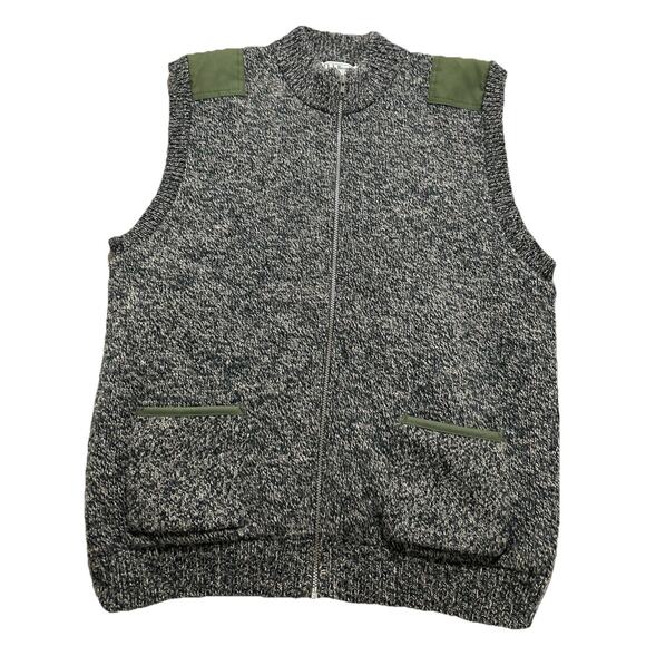 Vintage LL Bean Sweater Vest Mens XL Tall Wool Knit Full Zip Pockets USA Gray - Picture 1 of 8